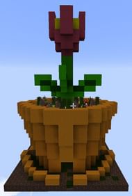 Players can create an adorable little flower pot style house for themselves (Image via Minecraft-Schematics/Pinterest)